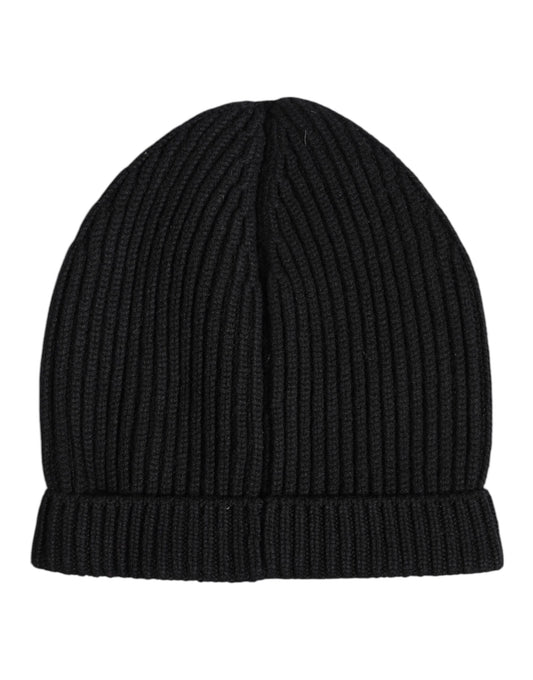 Dolce & Gabbana Black Cashmere Knitted Winter Beanie Hat Dolce & Gabbana