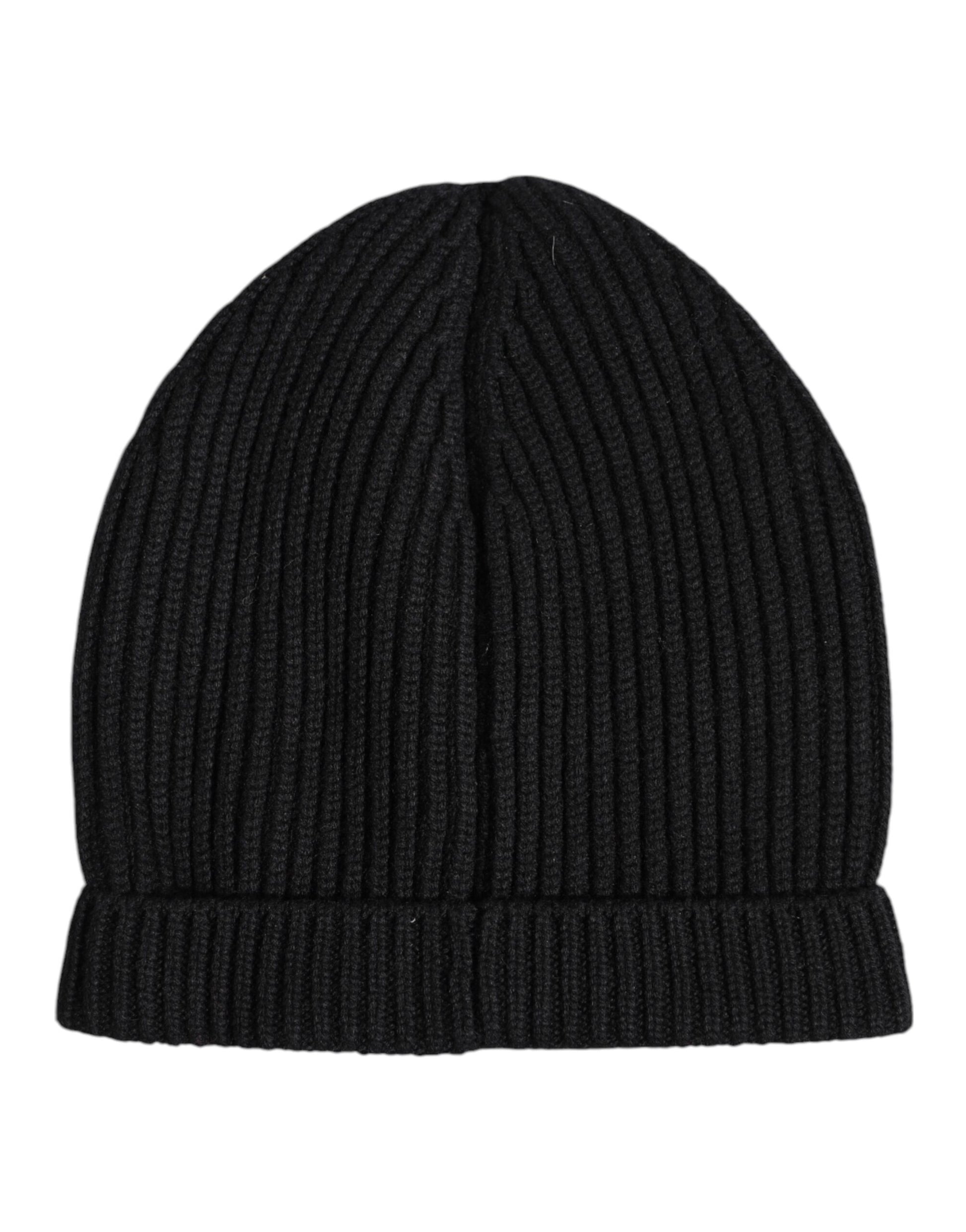 Dolce & Gabbana Black Cashmere Knitted Winter Beanie Hat Dolce & Gabbana