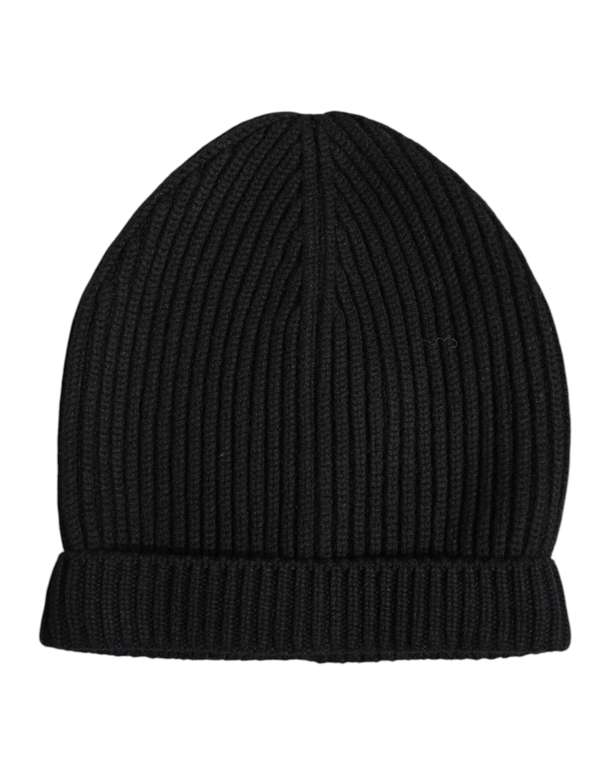 Dolce & Gabbana Black Cashmere Knitted Winter Beanie Hat Dolce & Gabbana