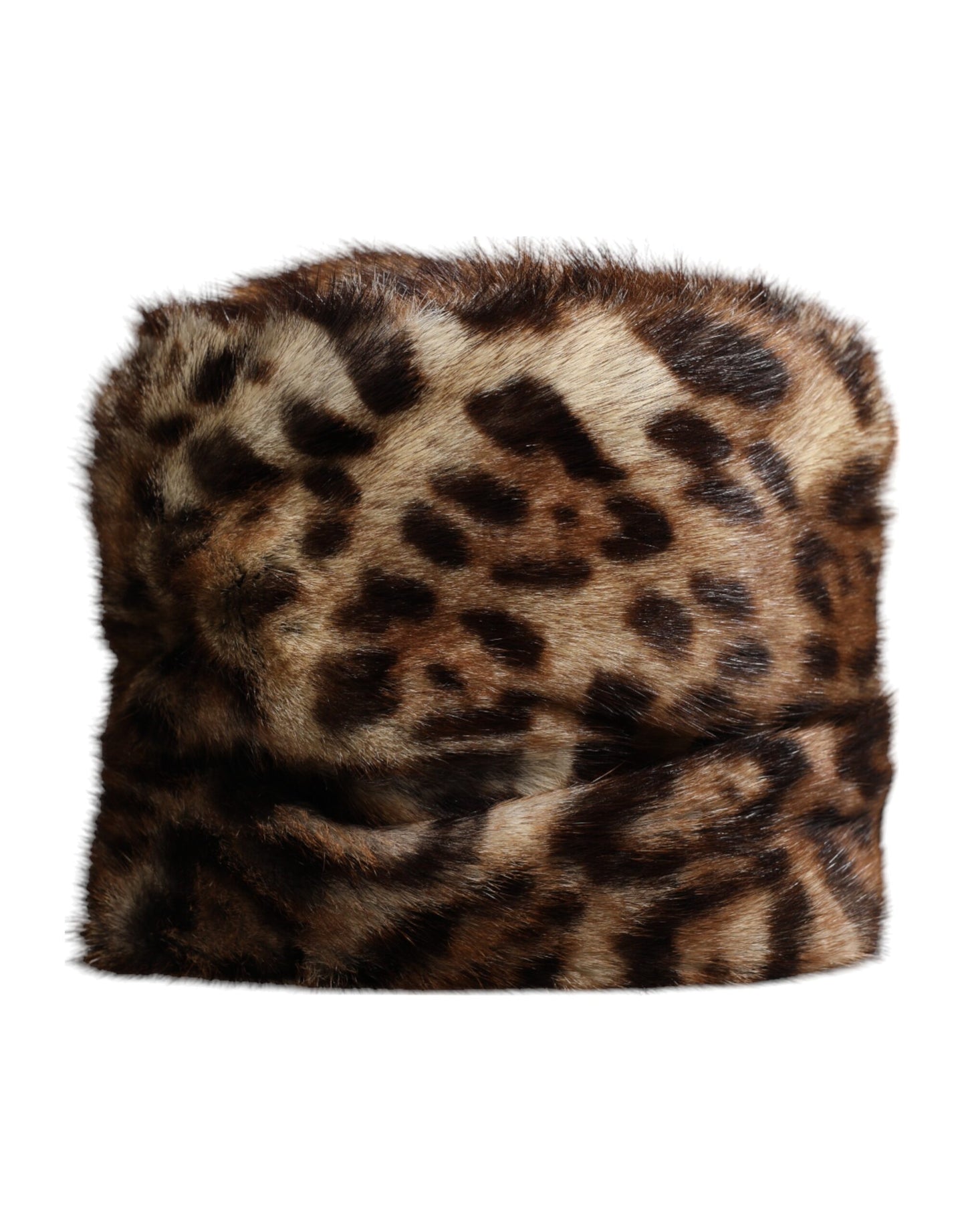 Dolce & Gabbana Brown Leopard Faux Fur Women Bucket Hat Dolce & Gabbana