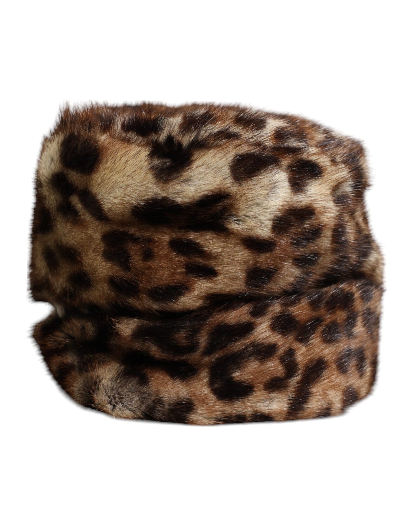 Dolce & Gabbana Brown Leopard Faux Fur Women Bucket Hat Dolce & Gabbana