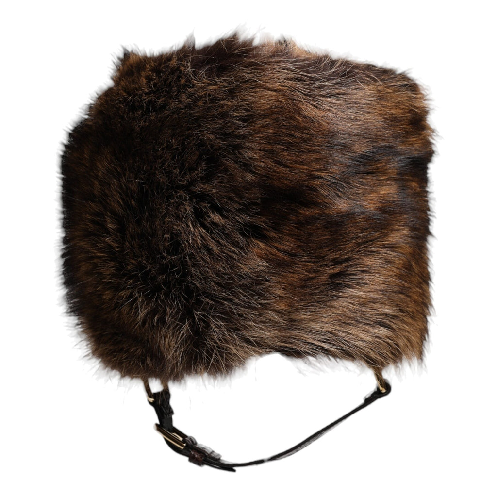 Dolce & Gabbana Brown Fur Women Bucket Hat