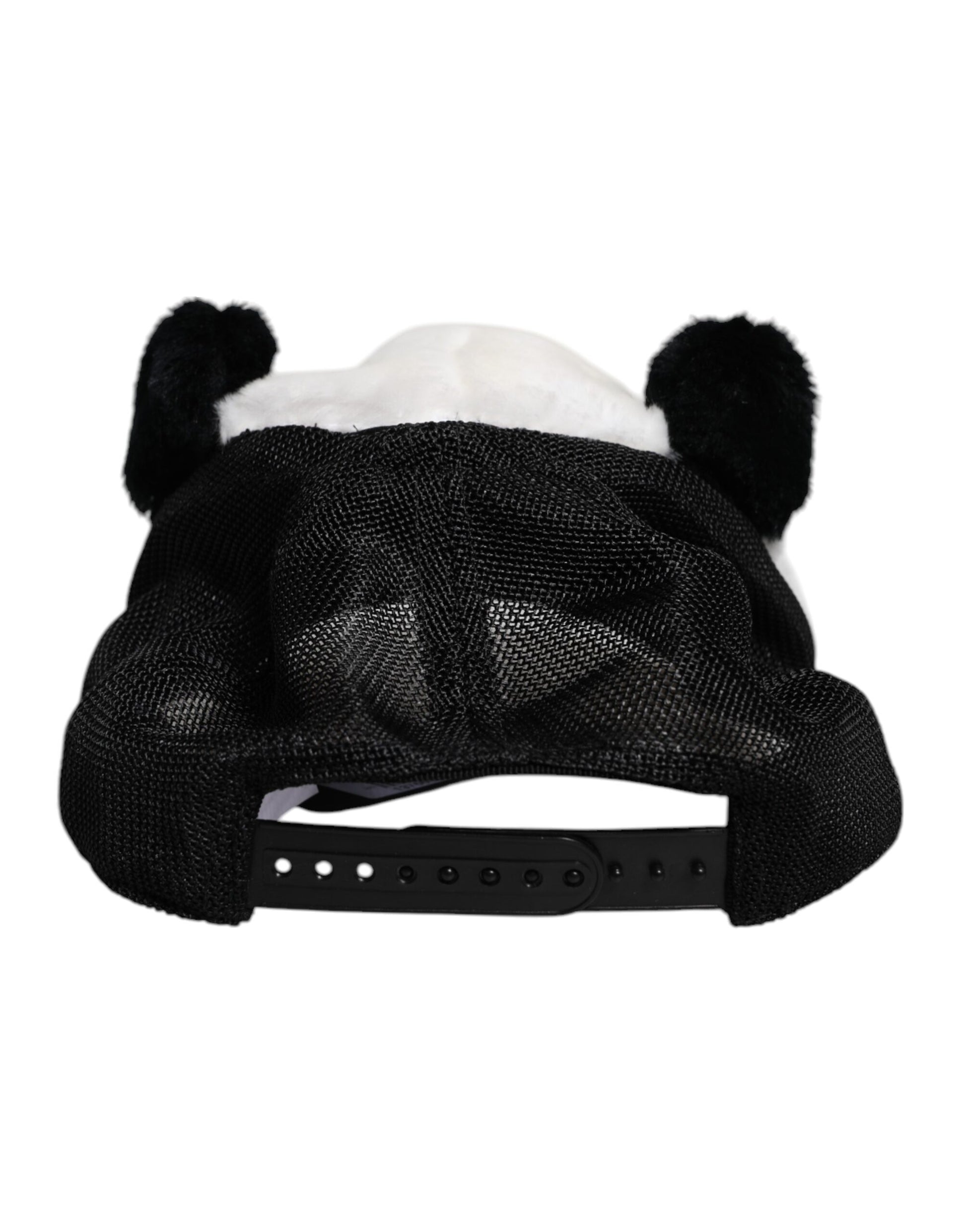 Dolce & Gabbana Black White Panda Fur Women Baseball Cap Dolce & Gabbana