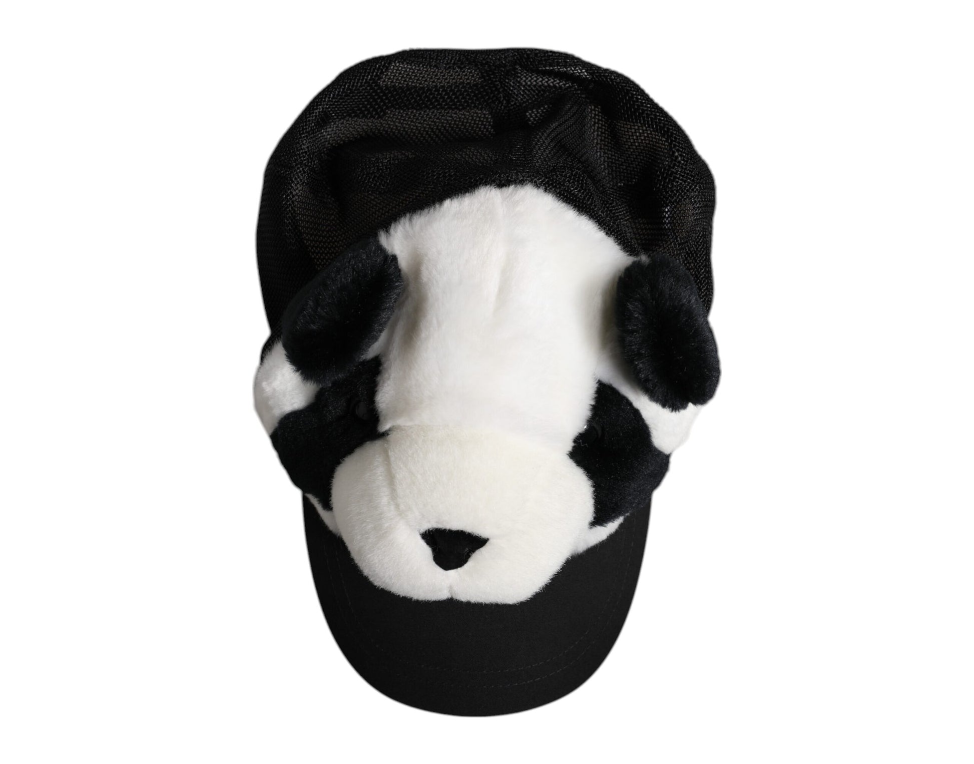 Dolce & Gabbana Black White Panda Fur Women Baseball Cap Dolce & Gabbana