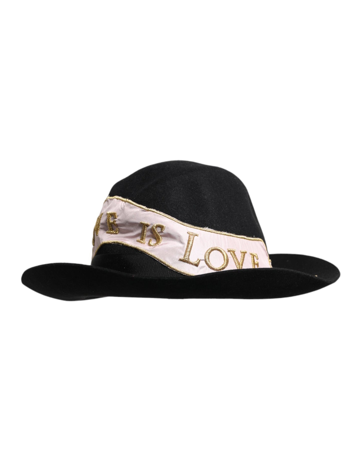 Dolce & Gabbana Black Logo Embroidered Women Wide Brim Hat Dolce & Gabbana