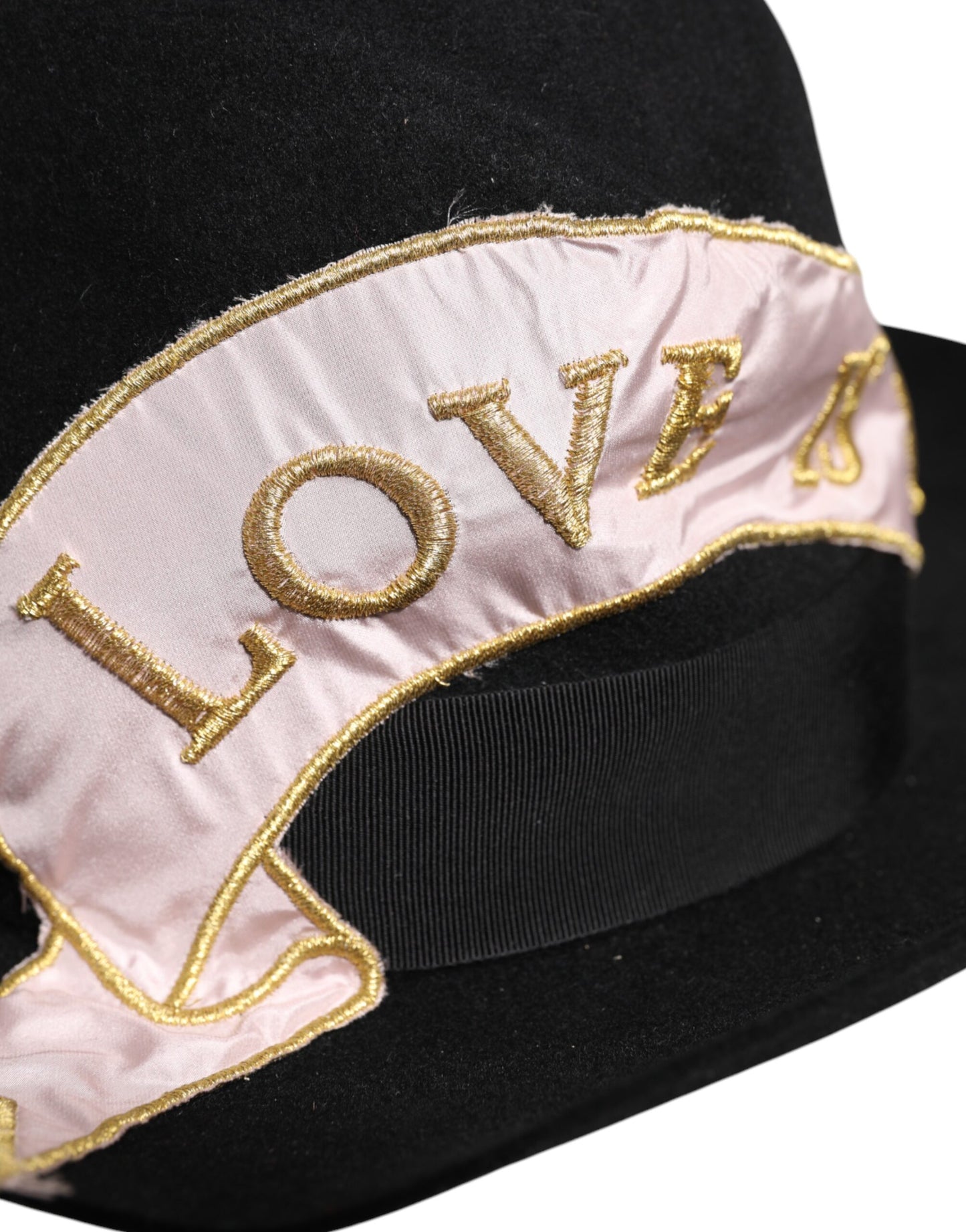 Dolce & Gabbana Black Logo Embroidered Women Wide Brim Hat Dolce & Gabbana
