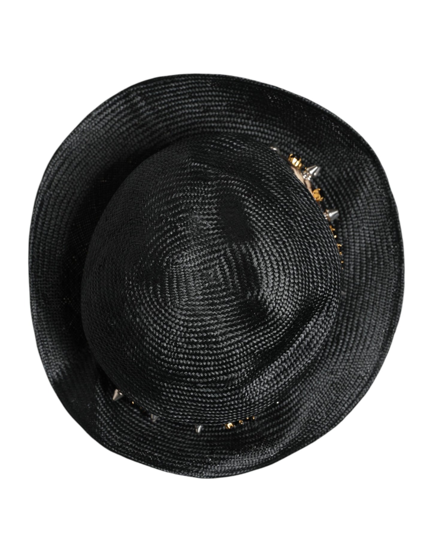 Dolce & Gabbana Black Straw Crystal Embellished Wide Brim Hat Dolce & Gabbana
