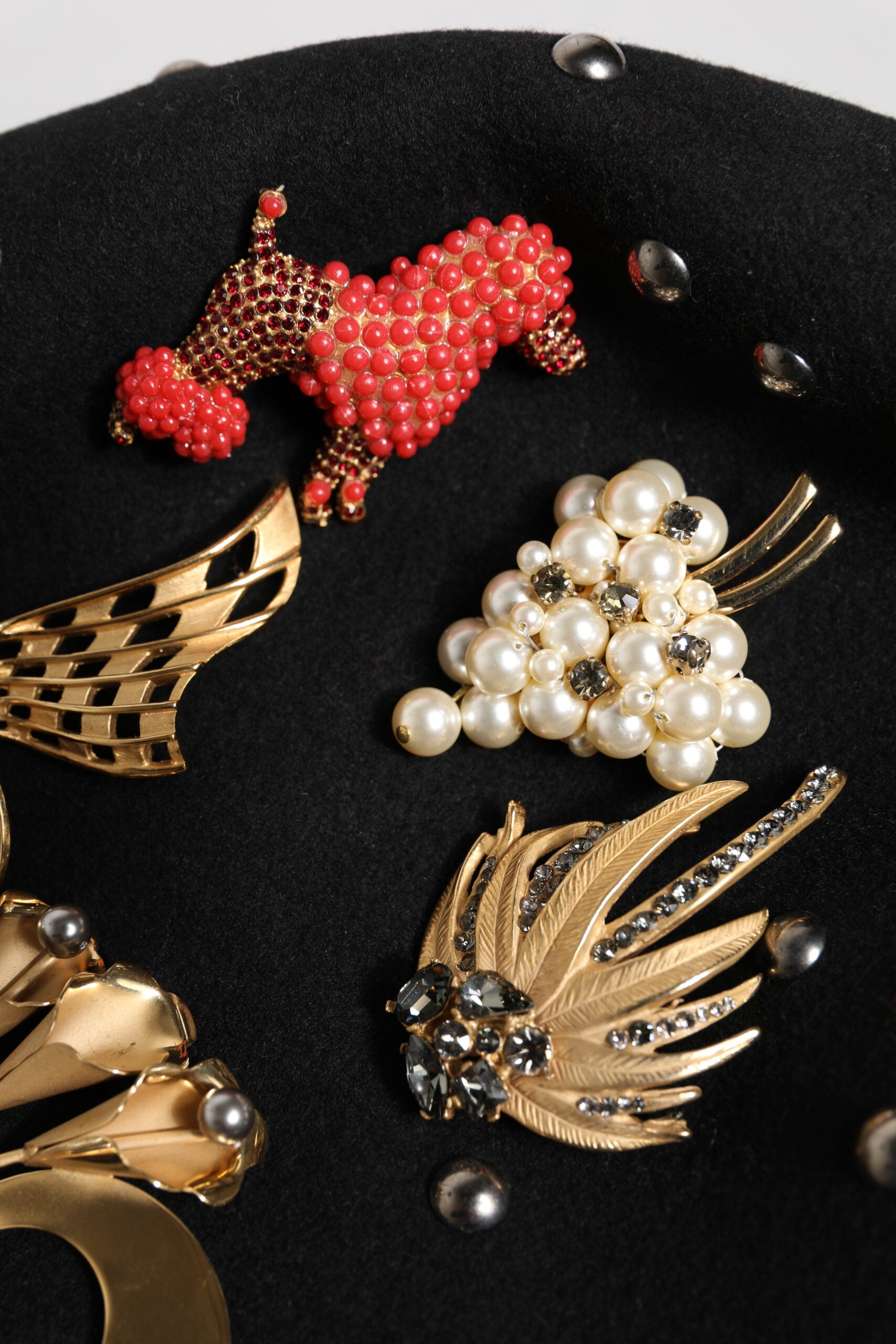 Dolce & Gabbana Black Wool Multicolor Embellished Cloche Hat Dolce & Gabbana