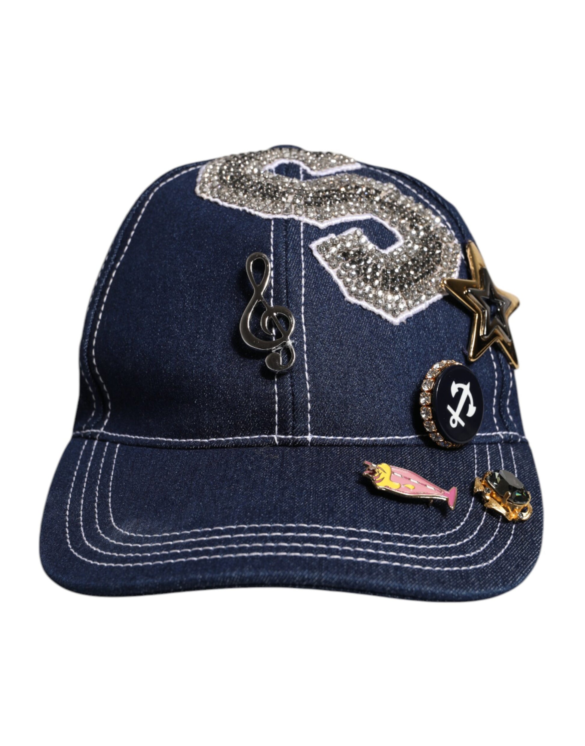 Dolce & Gabbana Blue Crystal Embellishment Baseball Cap Dolce & Gabbana