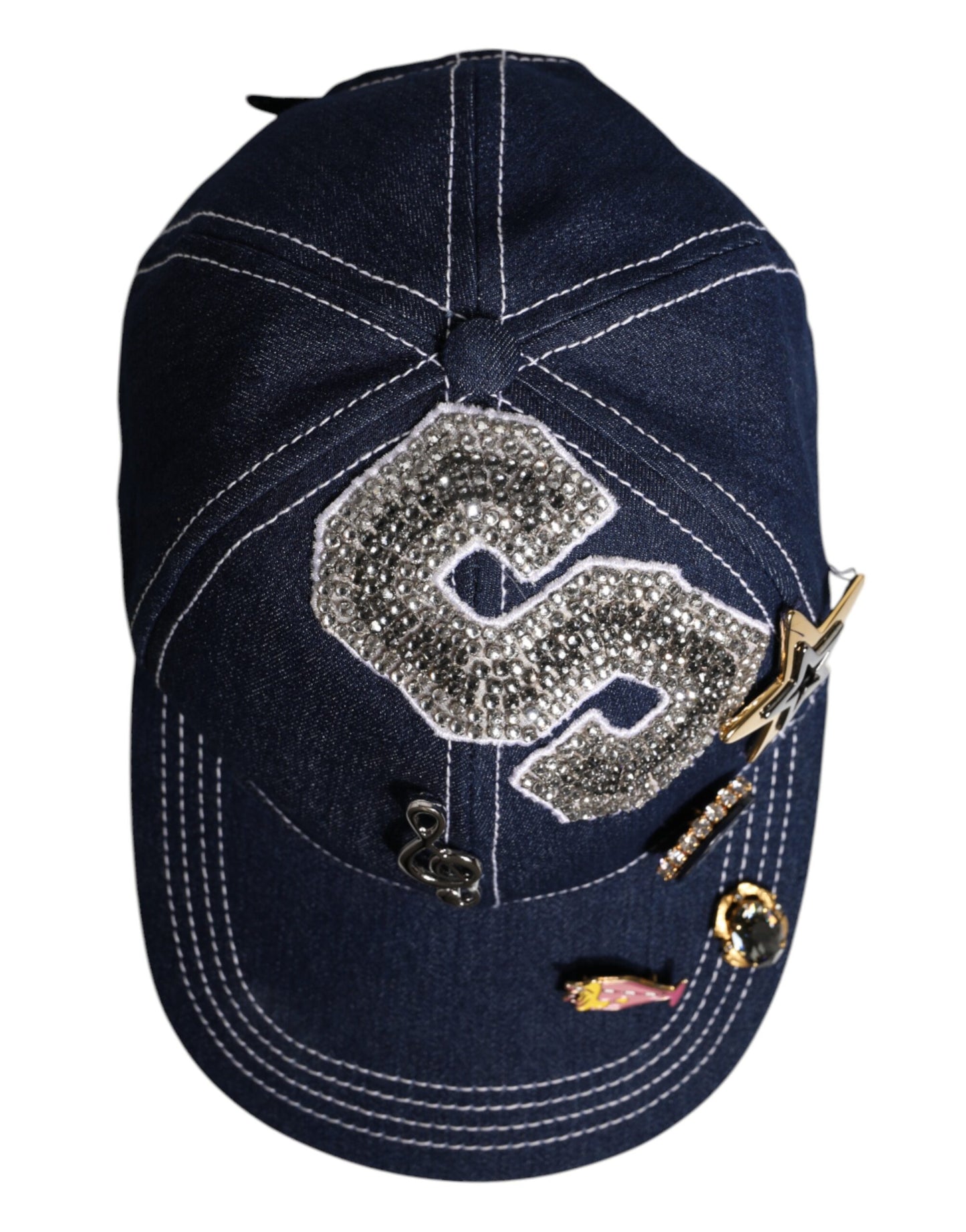 Dolce & Gabbana Blue Crystal Embellishment Baseball Cap Dolce & Gabbana