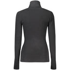 Black cotton women's sweater by Calvin Klein, featuring a classic fit and crew neckline, displayed on a neutral background.