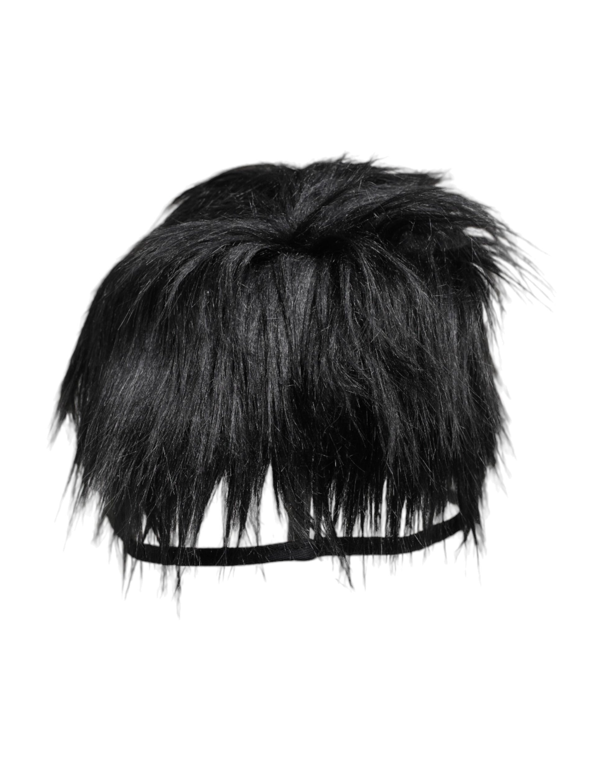 Dolce & Gabbana Black Faux Fur Bucket Hat