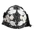 Dolce & Gabbana Black Wool White Floral Embellished Cloche Hat