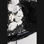 Dolce & Gabbana Black Wool White Floral Embellished Cloche Hat