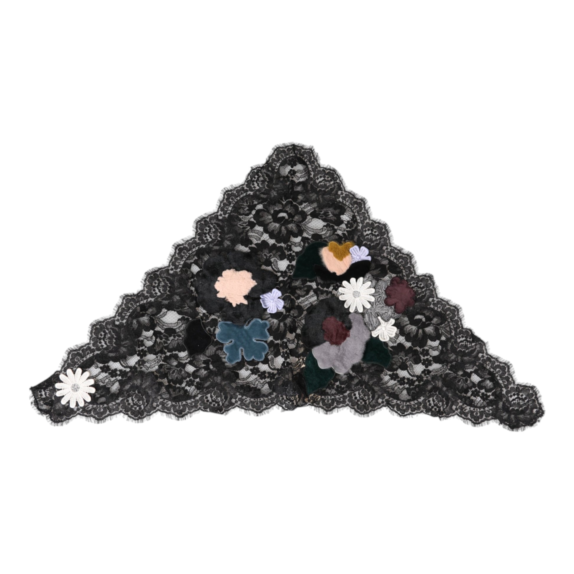 Dolce & Gabbana Black Lace Floral Applique Cotton Veil Hat Dolce & Gabbana