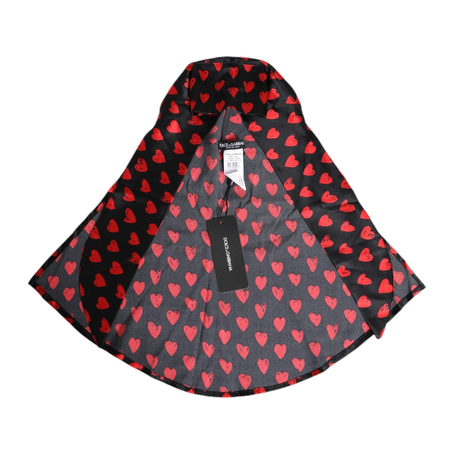 Dolce & Gabbana Black Red Hearts Polyester Hat Dolce & Gabbana