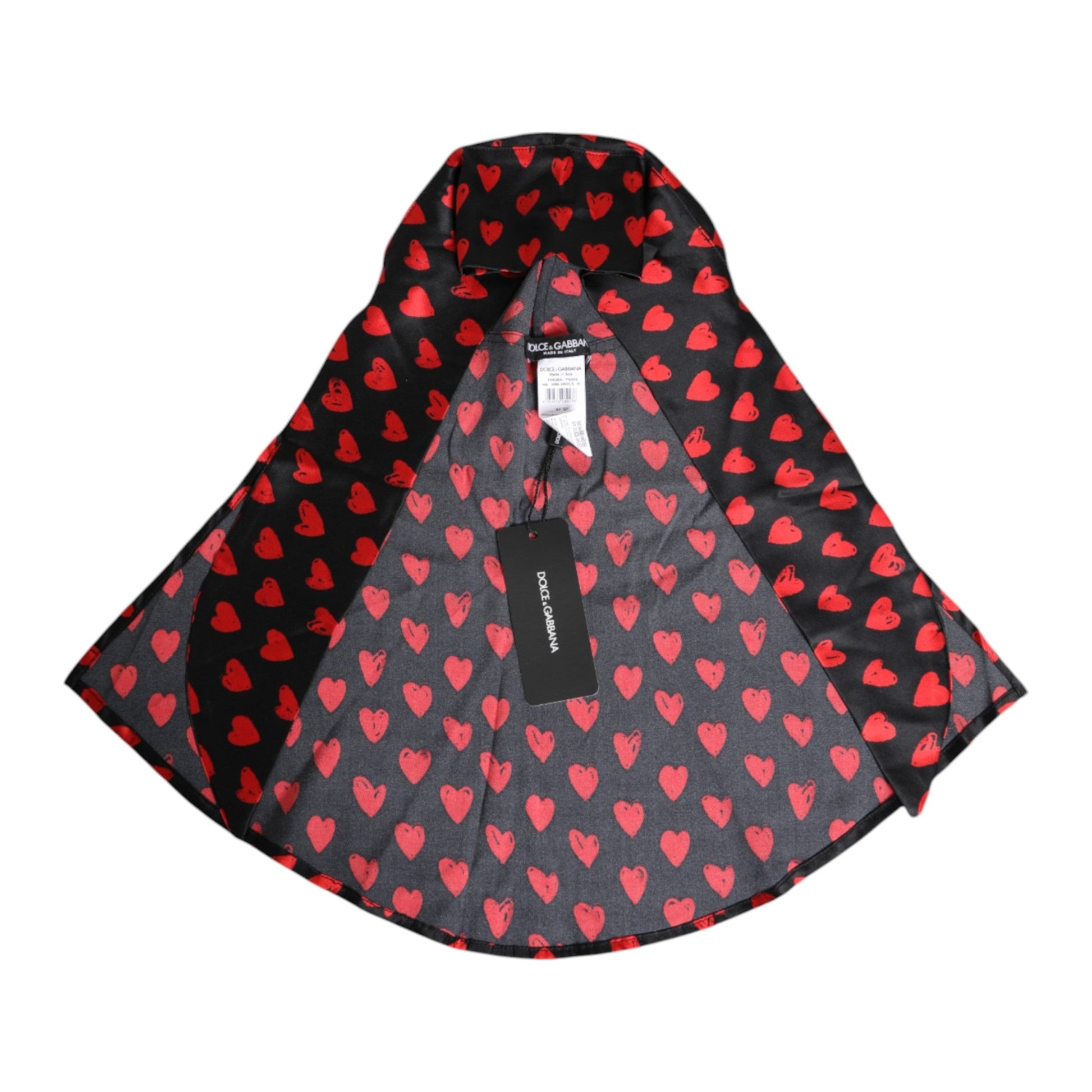 Dolce & Gabbana Black Red Hearts Polyester Hat Dolce & Gabbana