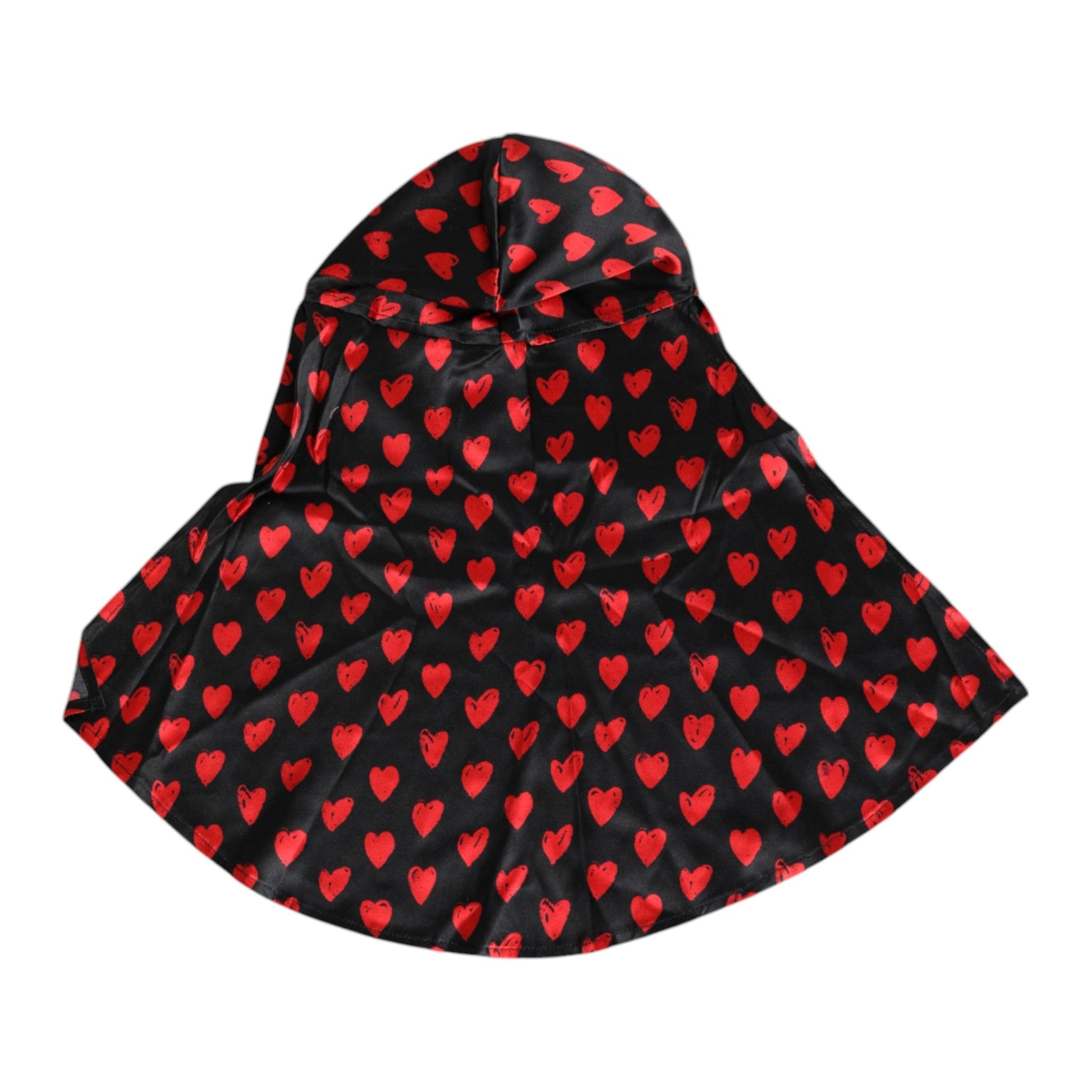 Dolce & Gabbana Black Red Hearts Polyester Hat Dolce & Gabbana