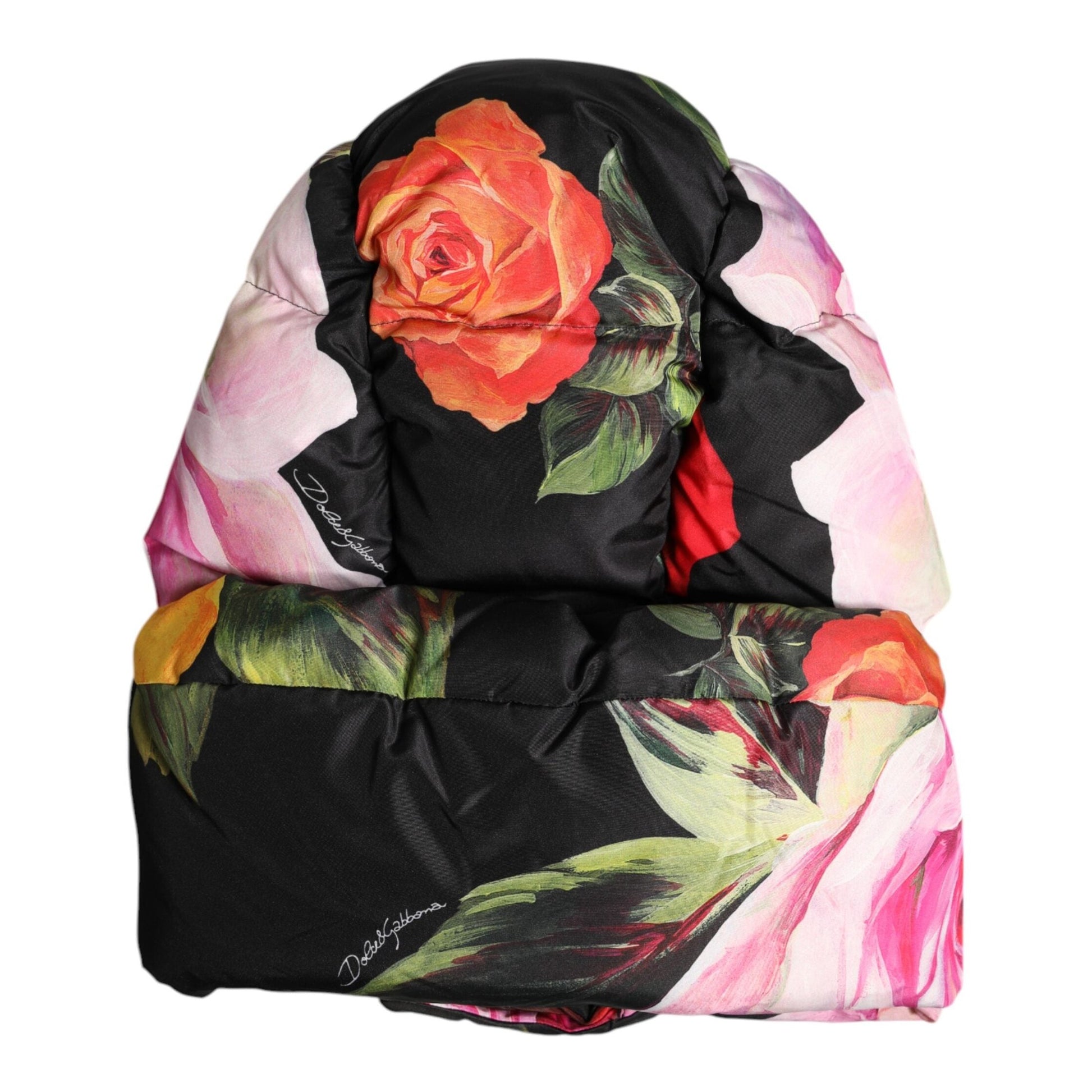 Dolce & Gabbana Black Floral Print Whole Head Wrap Hat