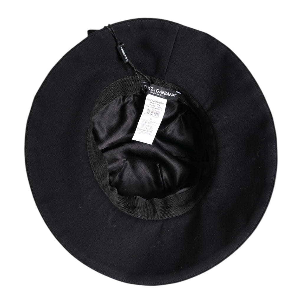Dolce & Gabbana Black Cotton Wide Brim Bucket Hat