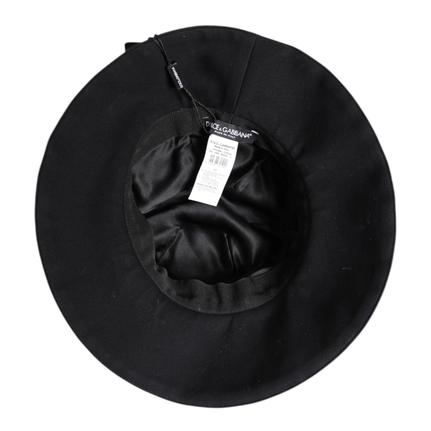 Dolce & Gabbana Black Cotton Wide Brim Bucket Hat