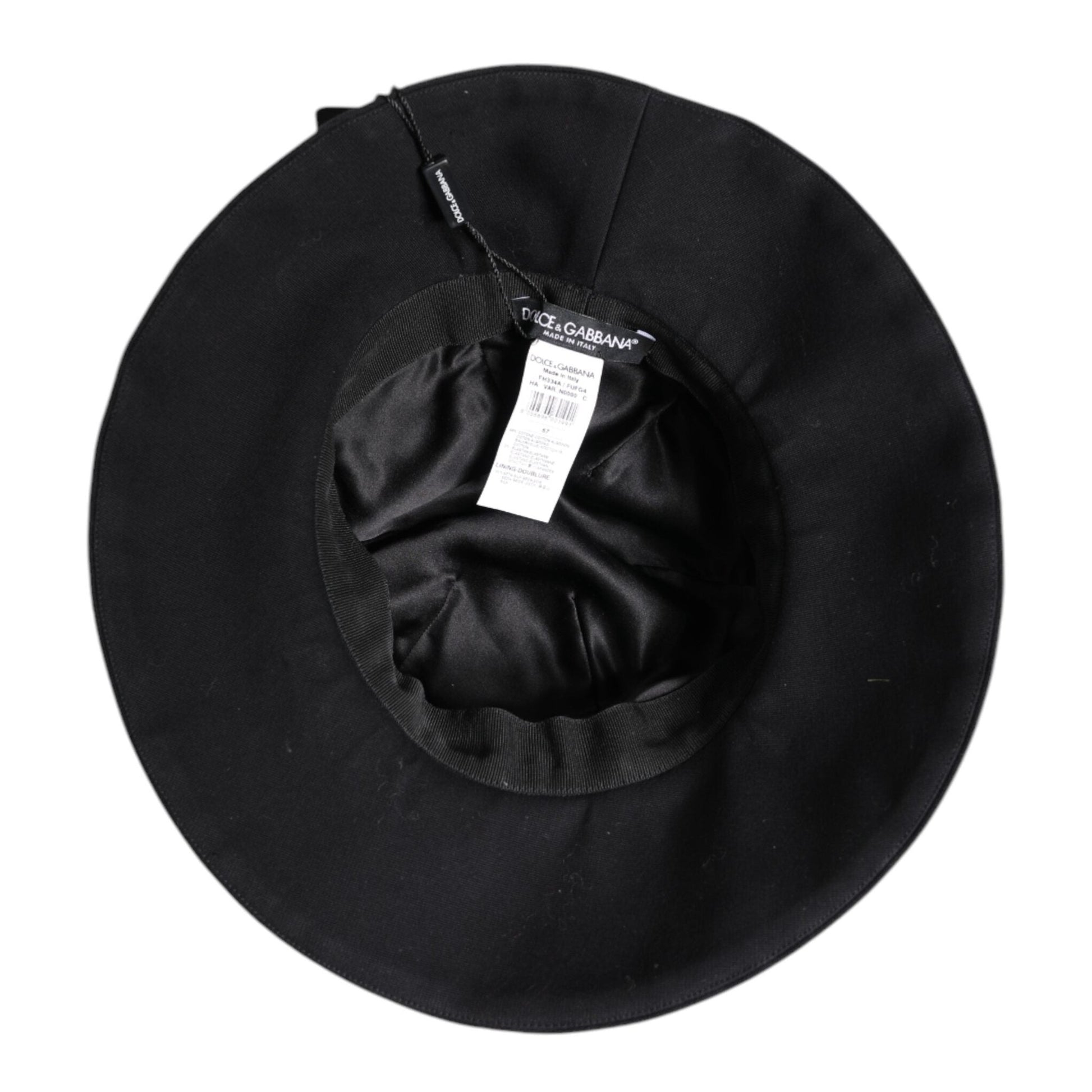 Dolce & Gabbana Black Cotton Wide Brim Bucket Hat