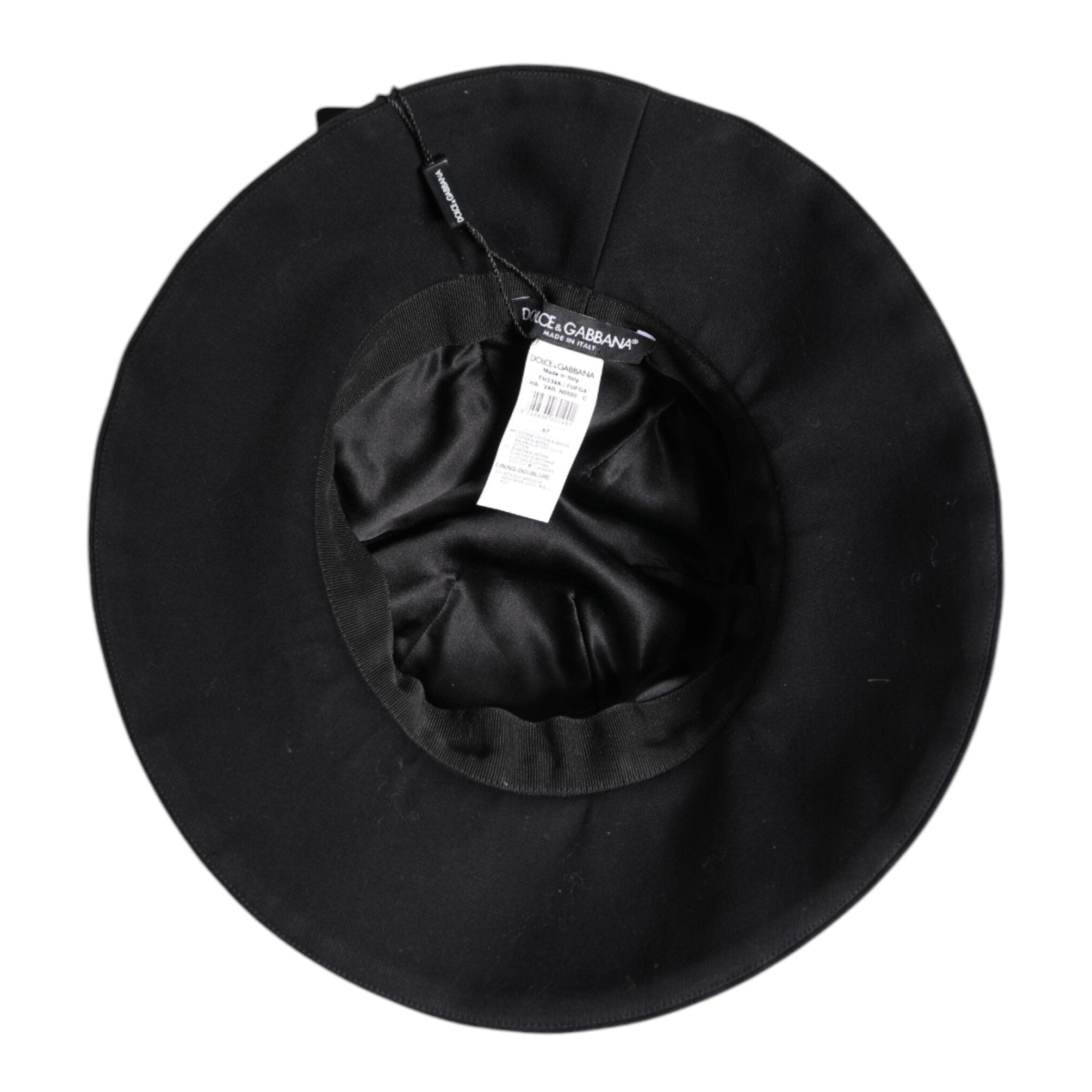 Dolce & Gabbana Black Cotton Wide Brim Bucket Hat