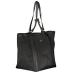 Black polyester women’s handbag by Tommy Hilfiger with sleek design and subtle logo detail.