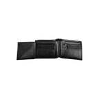 Calvin Klein black eco-leather men's wallet with multiple card slots and a sleek, minimalist design.