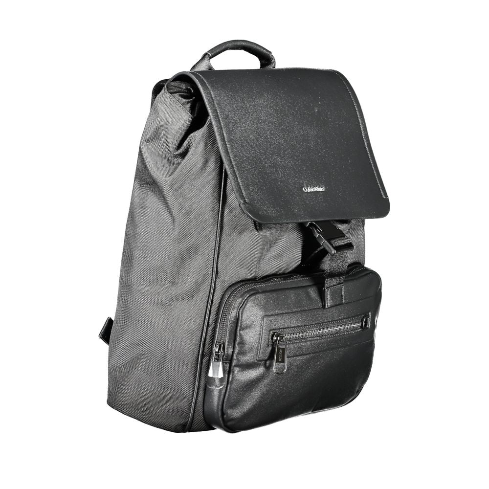 Calvin Klein Nero polyester men's backpack with adjustable straps and front zip pocket, stylish and functional for everyday use.
