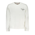 White cotton men's sweatshirt by Tommy Hilfiger, featuring a classic crewneck and logo detailing, displayed on a plain background.
