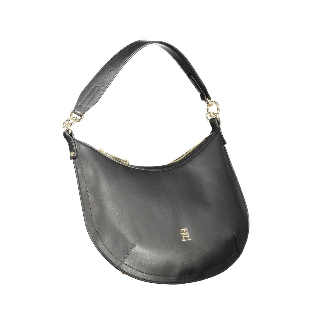 Tommy Hilfiger women's Nero Poliuretano handbag with sleek design and adjustable strap, featuring the brand's logo detail.