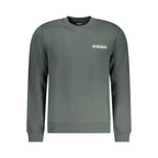 Green cotton men's sweatshirt by Napapijri with a relaxed fit and ribbed cuffs, shown on a plain background.