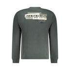 Green Napapijri cotton men's sweatshirt with a crew neckline and relaxed fit, featuring the brand's logo on the front.