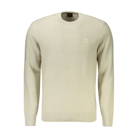 Hugo Boss Beige Cotton Men Sweater Hugo Boss