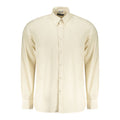 Beige cotton men's shirt by North Sails, featuring a classic collar and button-front design, displayed on a hanger.