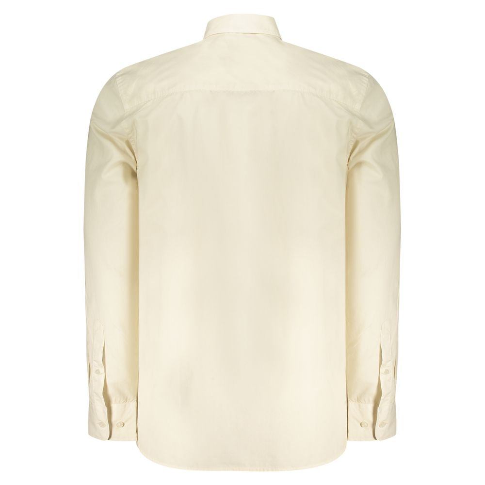 Beige North Sails cotton men's shirt with a classic collar and button-up front, displayed flat on a neutral background.