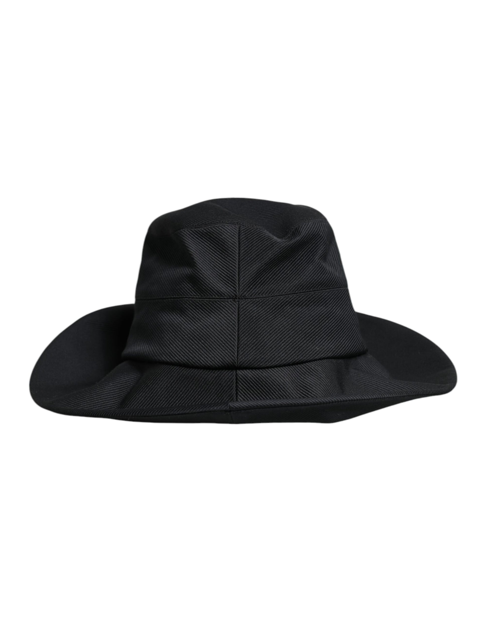 Dolce & Gabbana Black Cotton Wide Brim Fedora Hat Dolce & Gabbana