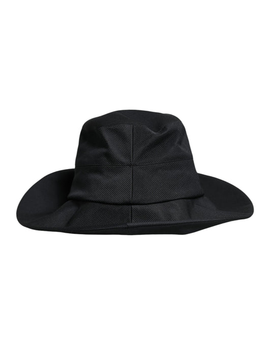 Dolce & Gabbana Black Cotton Wide Brim Fedora Hat Dolce & Gabbana