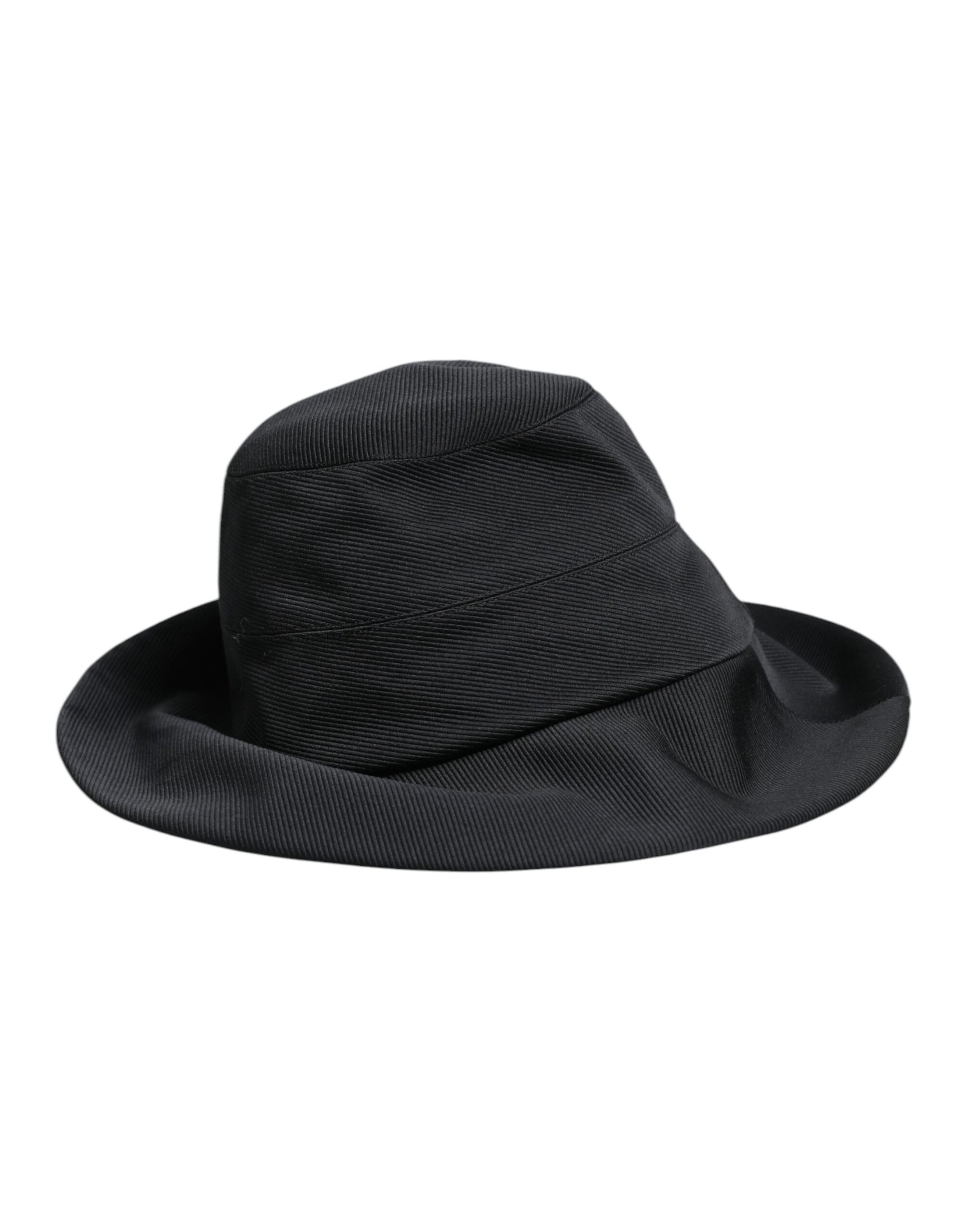 Dolce & Gabbana Black Cotton Wide Brim Fedora Hat Dolce & Gabbana