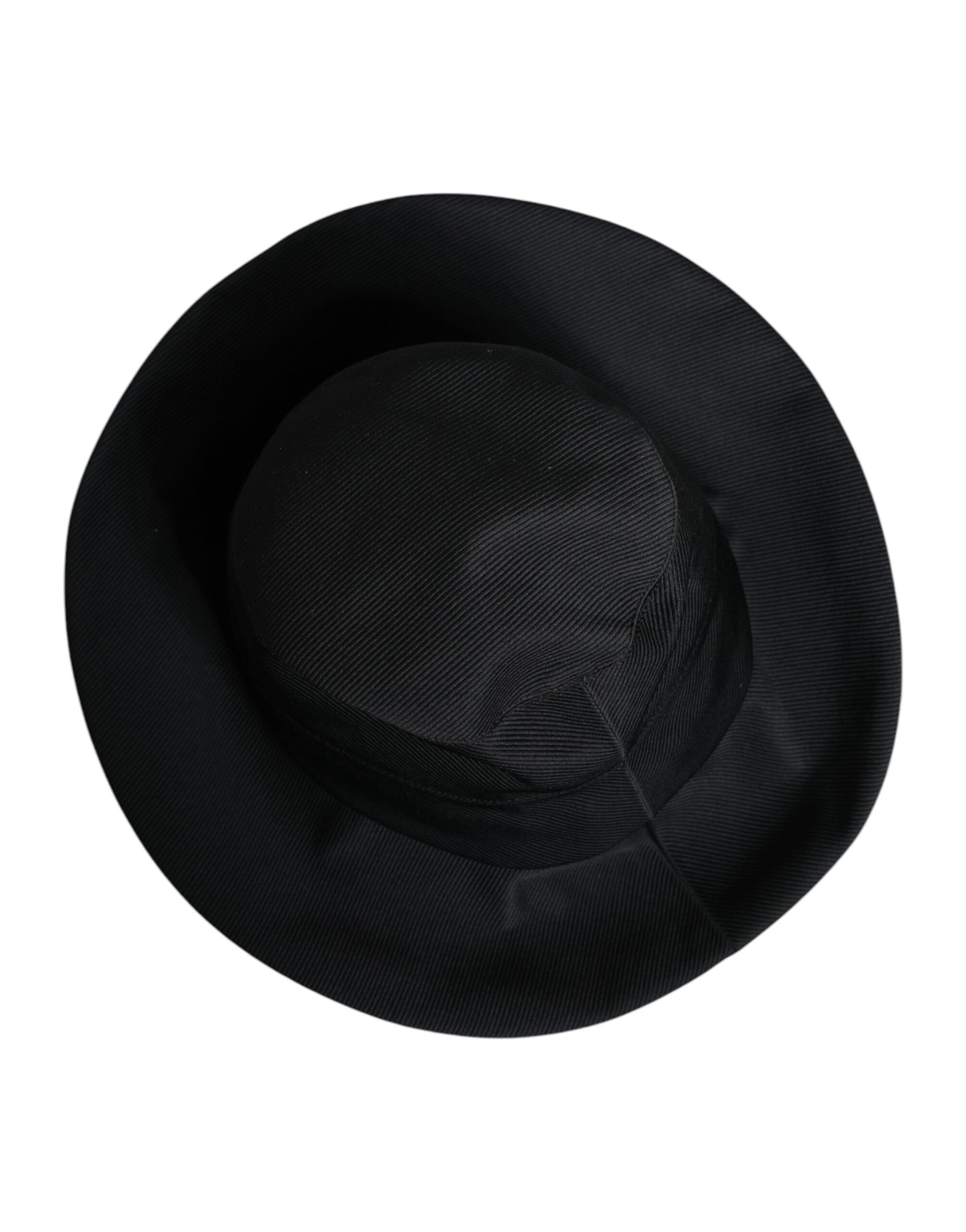 Dolce & Gabbana Black Cotton Wide Brim Fedora Hat Dolce & Gabbana