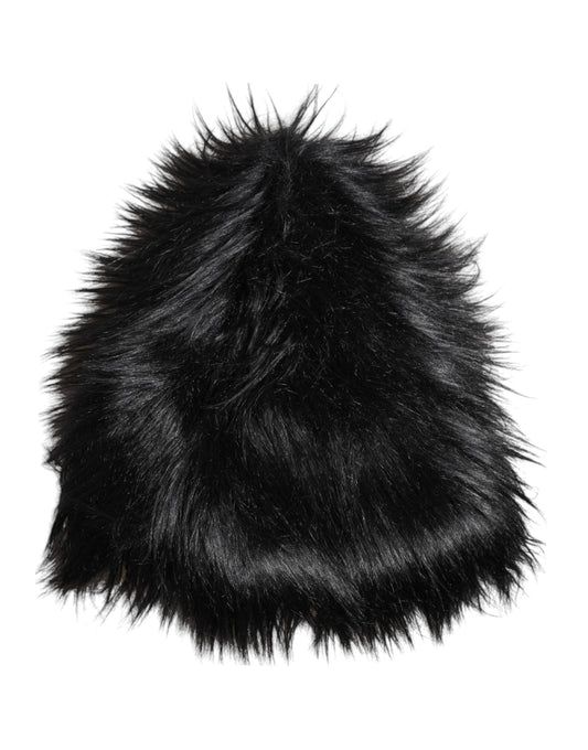 Dolce & Gabbana Black Acrylic Fur Womens Bucket Hat Dolce & Gabbana