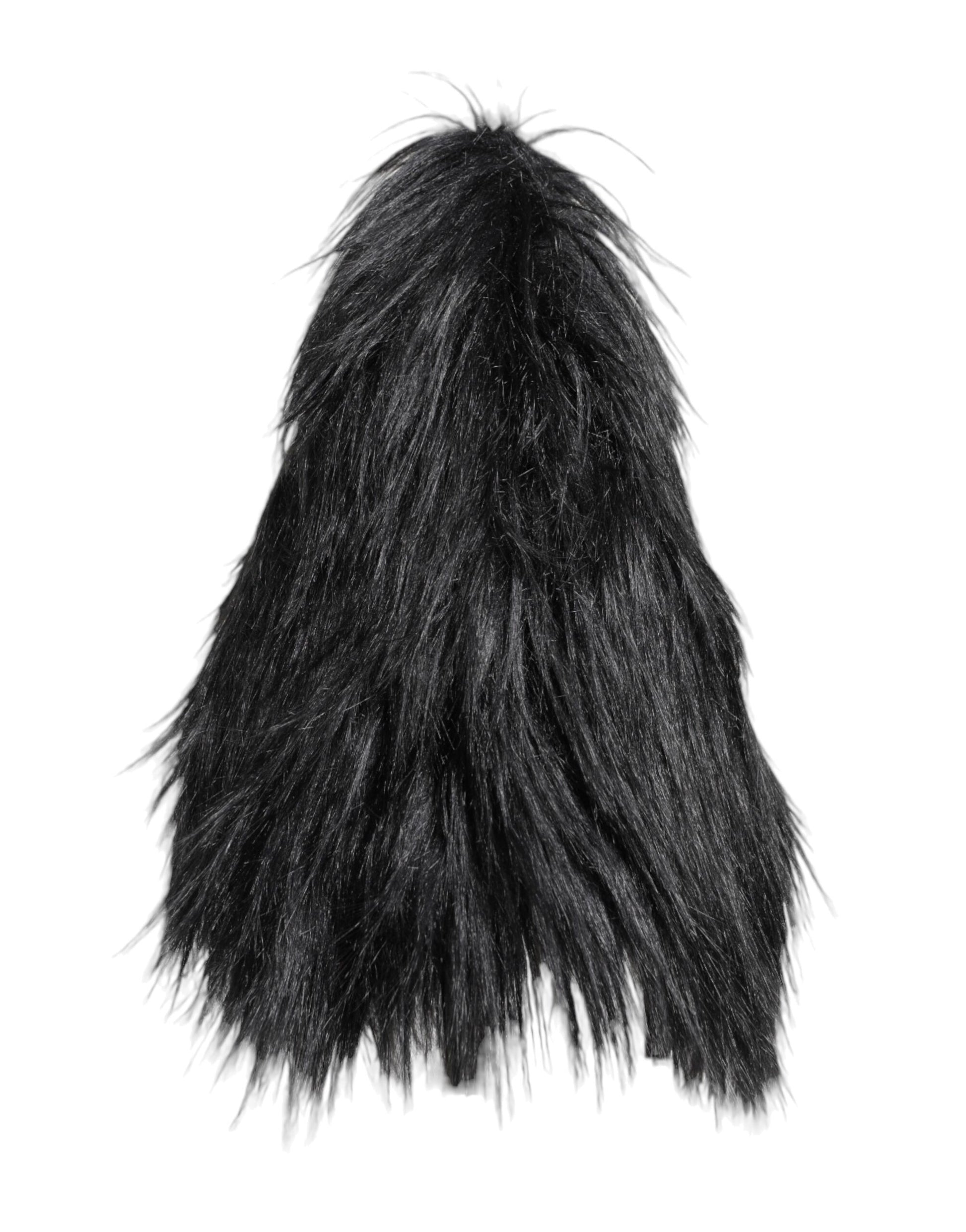 Dolce & Gabbana Black Acrylic Fur Womens Bucket Hat Dolce & Gabbana