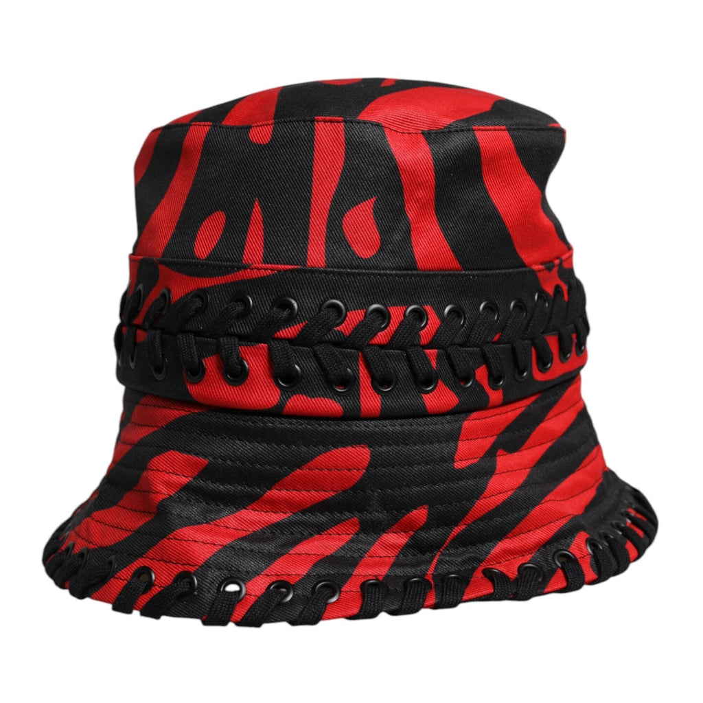 Dolce & Gabbana Black Red Stripe Polyester Wide Brim Bucket Hat