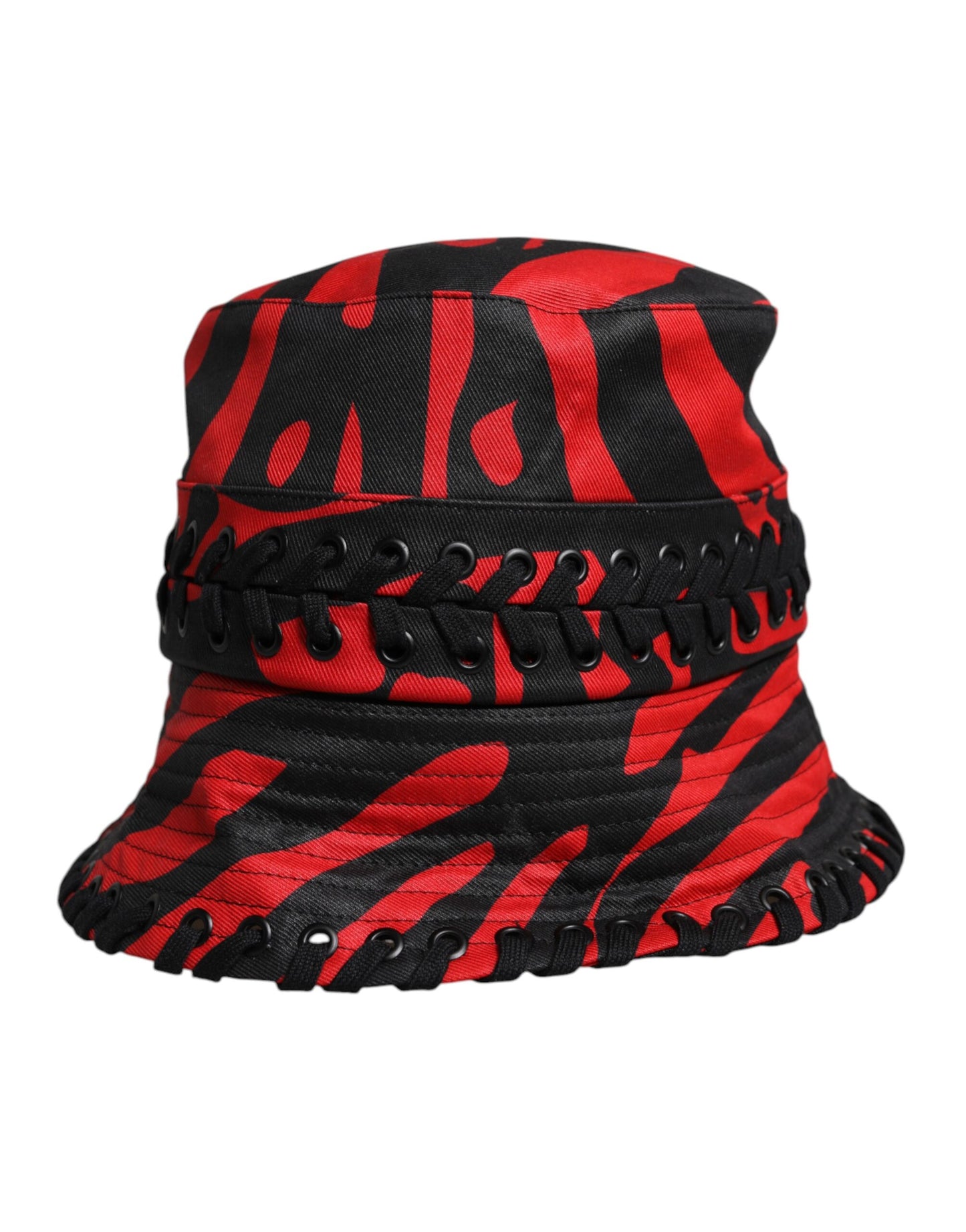 Dolce & Gabbana Black Red Stripe Polyester Wide Brim Bucket Hat Dolce & Gabbana