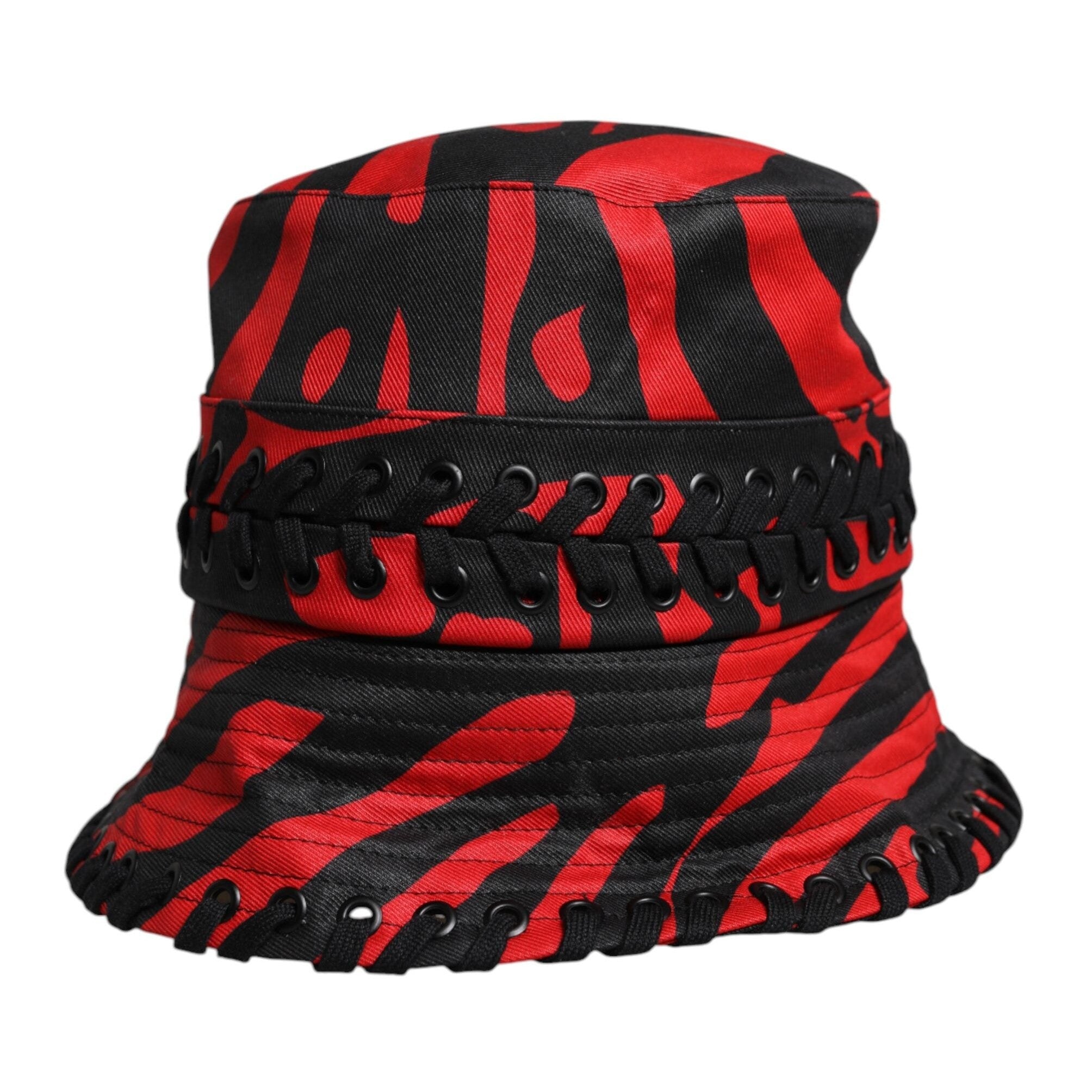 Dolce & Gabbana Black Red Stripe Polyester Wide Brim Bucket Hat