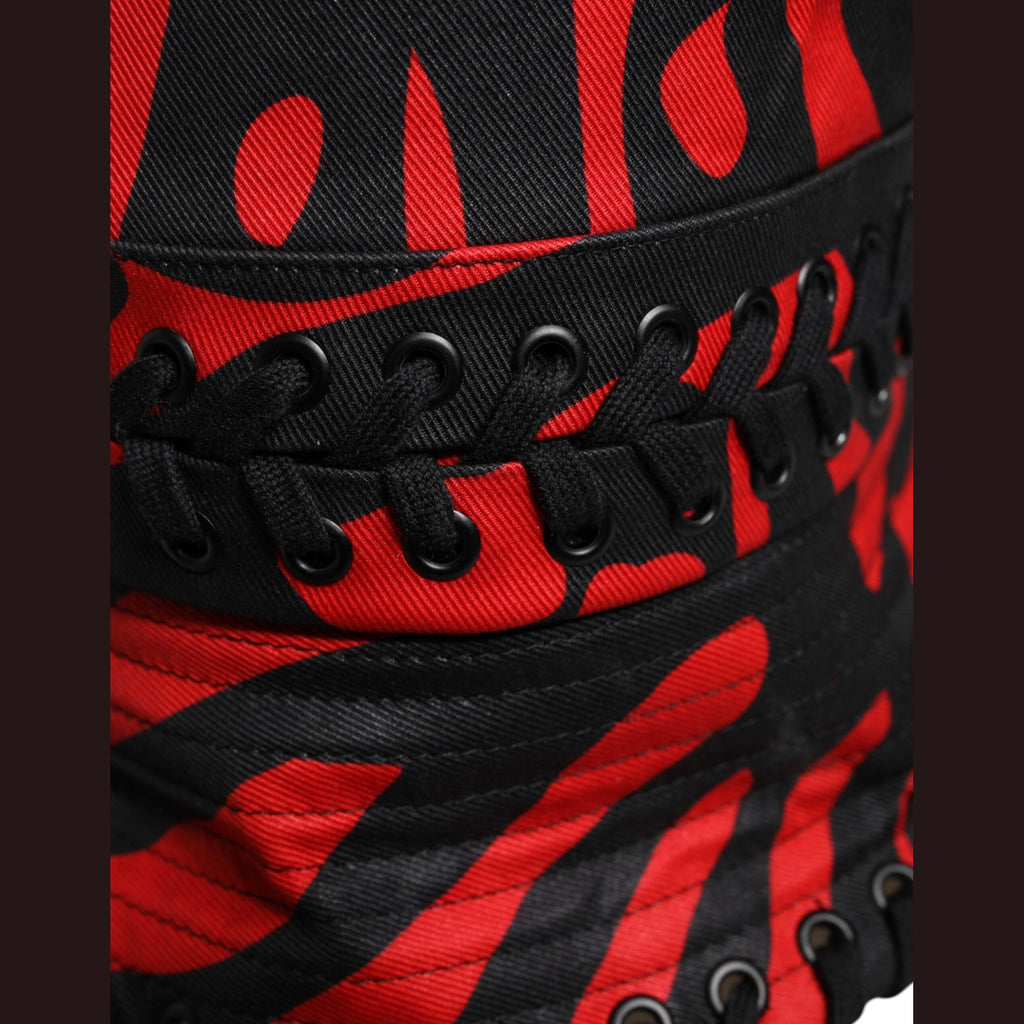 Dolce & Gabbana Black Red Stripe Polyester Wide Brim Bucket Hat
