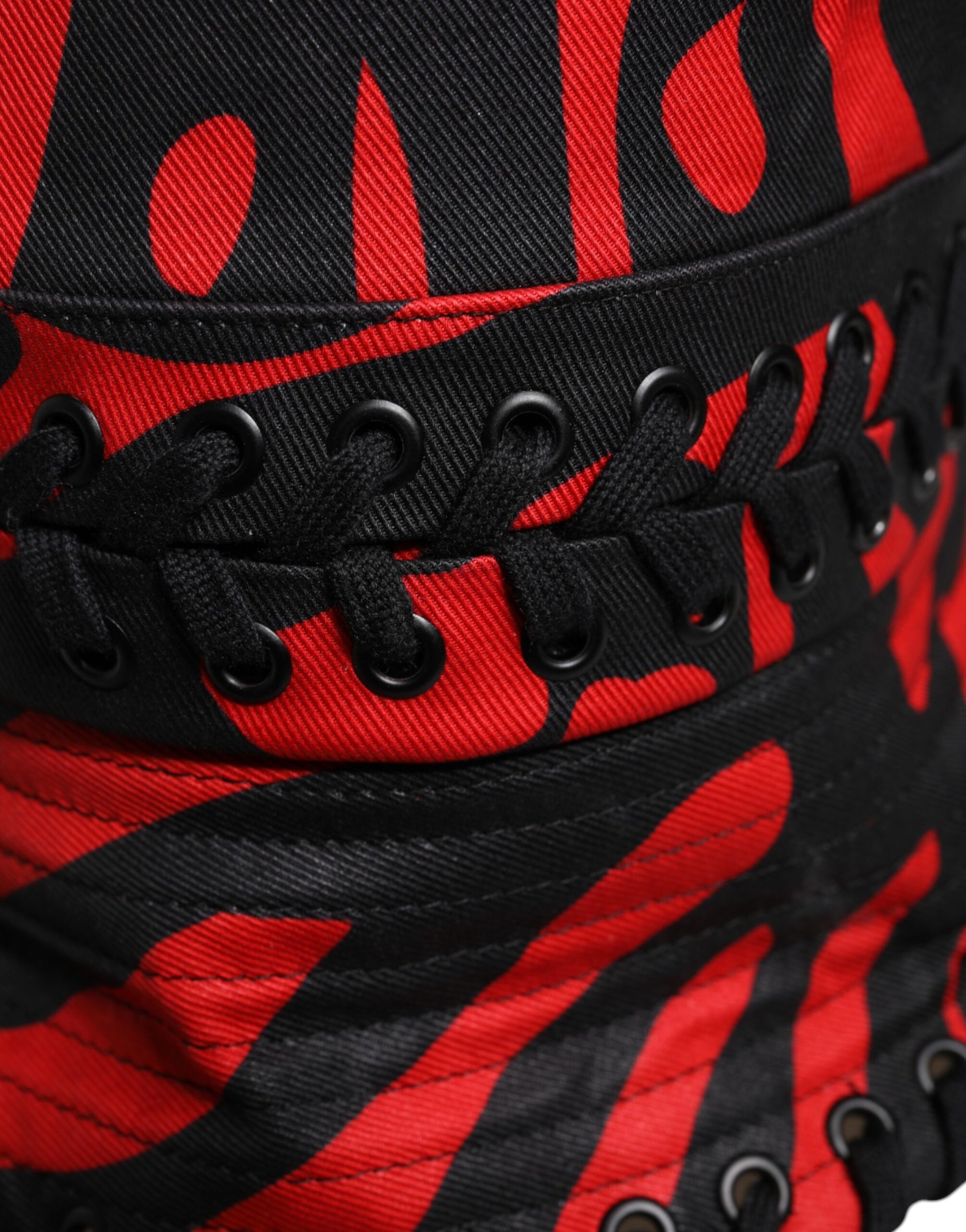 Dolce & Gabbana Black Red Stripe Polyester Wide Brim Bucket Hat Dolce & Gabbana