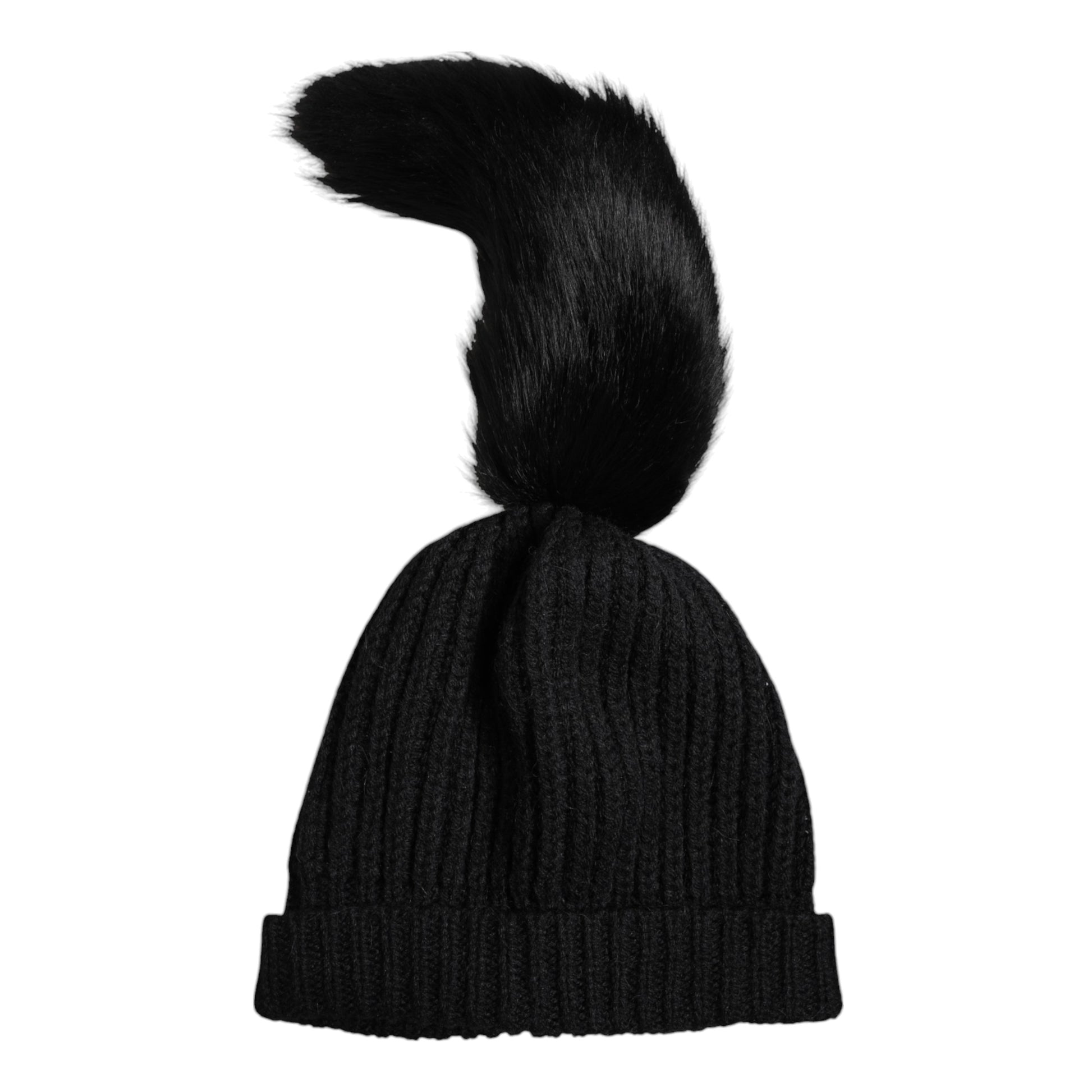 Dolce & Gabbana Black Acrylic Knitted Fur Winter Beanie Hat Dolce & Gabbana