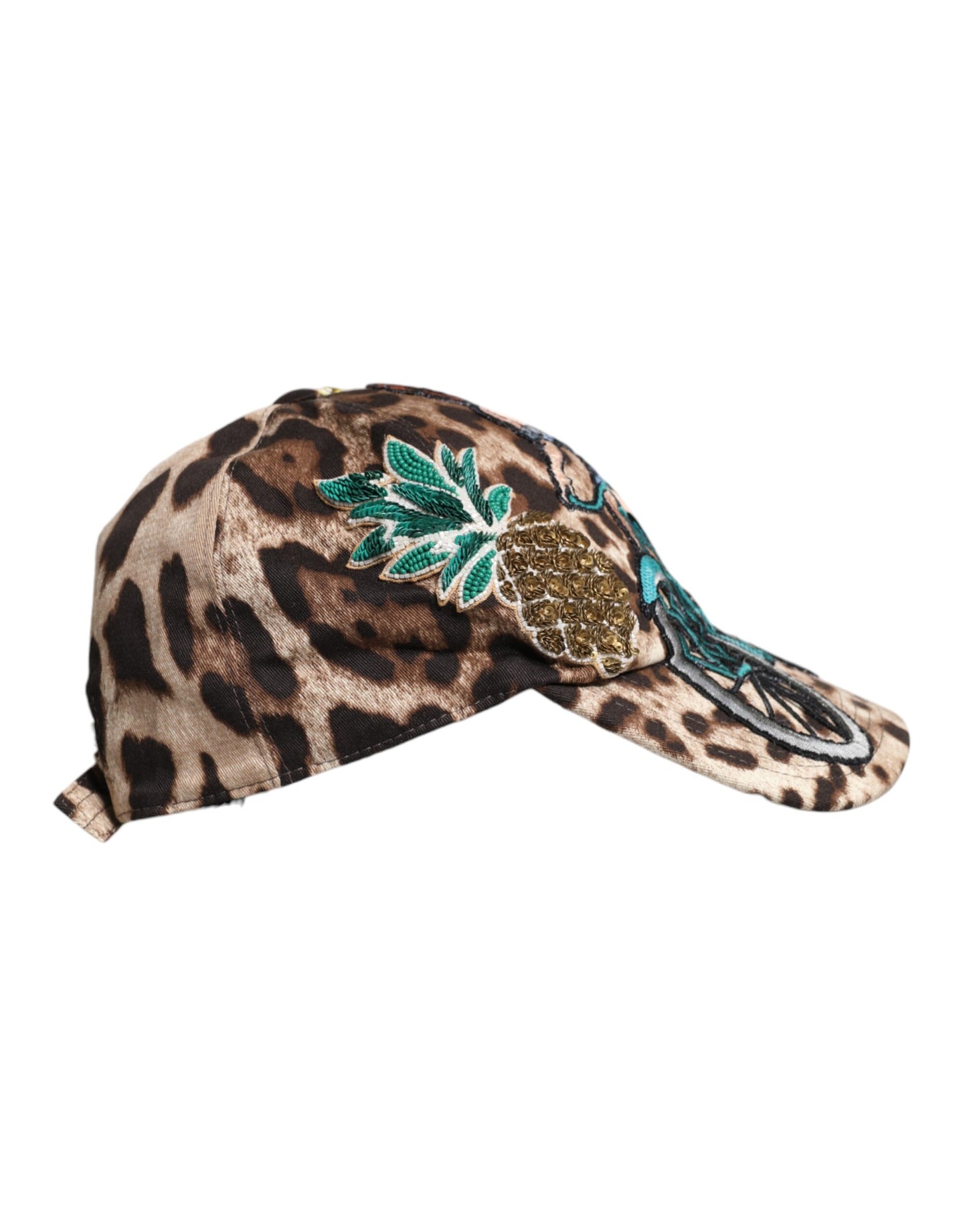 Dolce & Gabbana Brown Leopard Sequin Sicily Baseball Cap Dolce & Gabbana